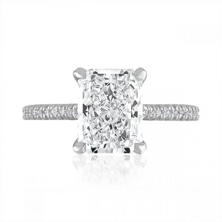 radiant cut diamond 2 carat ring in platinum