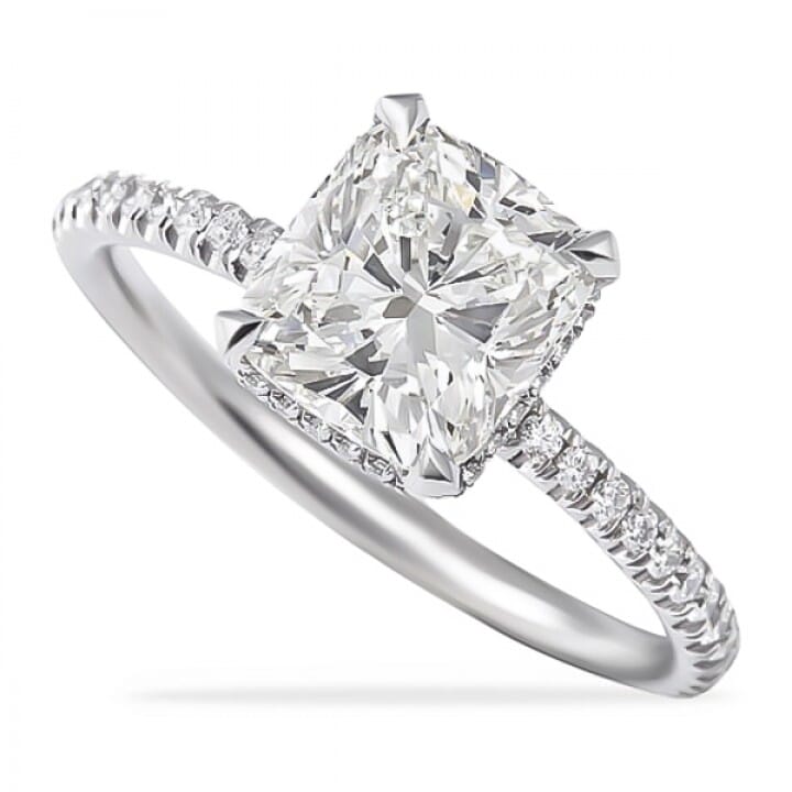 1.71ct Cushion Cut Diamond Signature Wrap Engagement Ring top