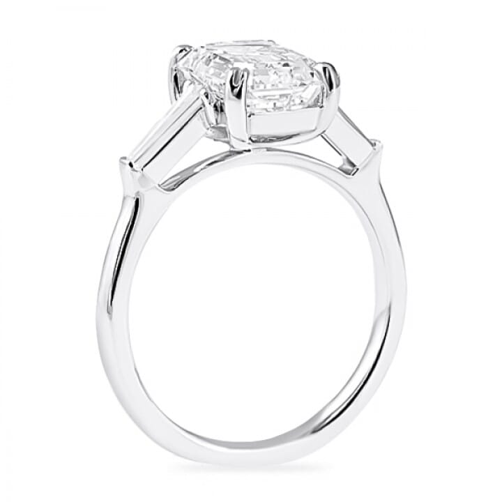 2.63ct Emerald Cut Diamond Three-Stone Engagement Ring angle