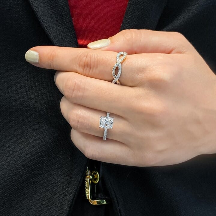 2.02 ct Cushion Cut Diamond Pave Engagement Ring