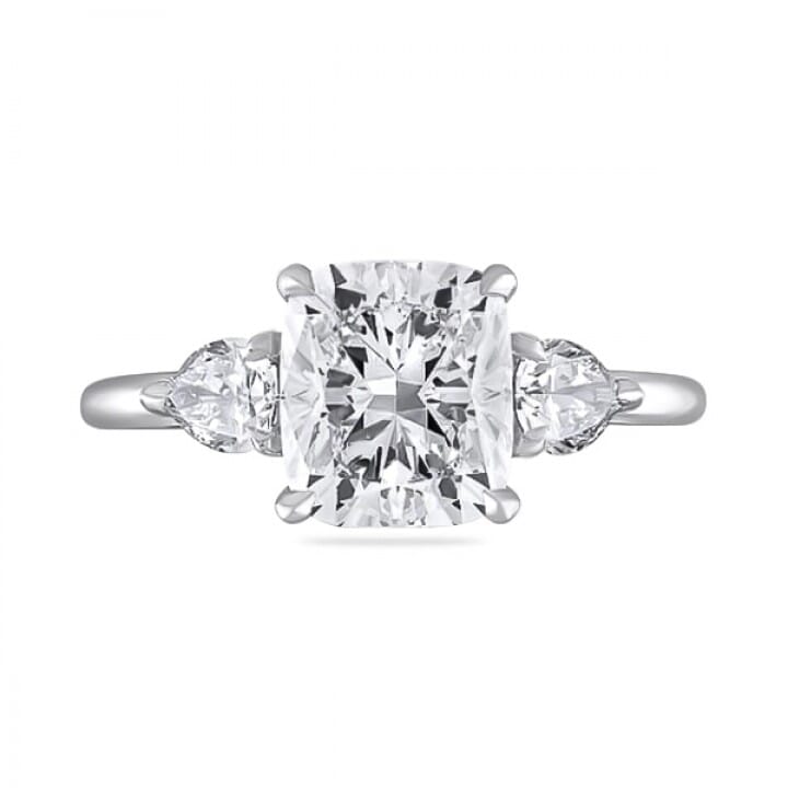 2.01ct Cushion Cut Diamond Three-Stone Engagement Ring top