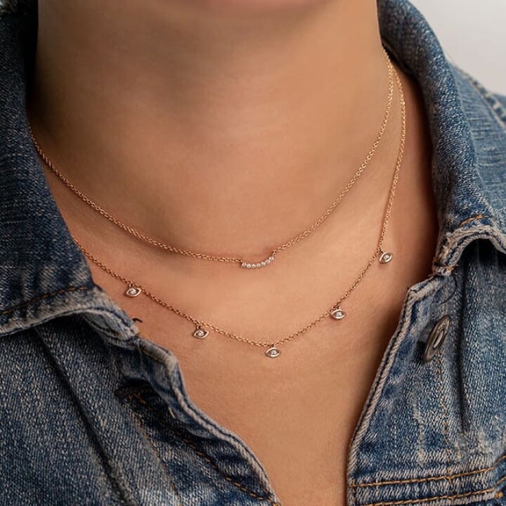 Mini Curved Diamond Necklace