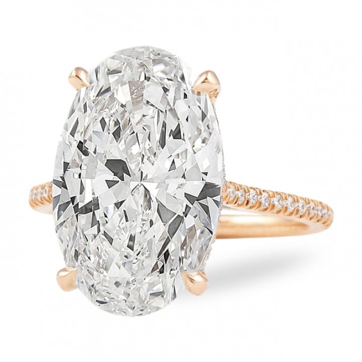 7 Carat Oval Diamond Rose Gold Engagement Ring top