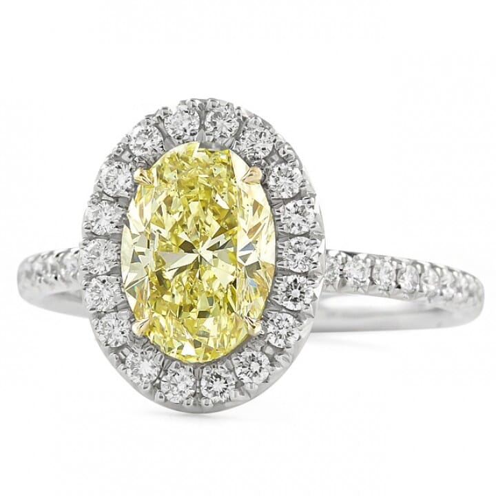 1.50 Carat Oval Lab Created Diamond Engagement Ring with Halo 6 / Yellow Gold