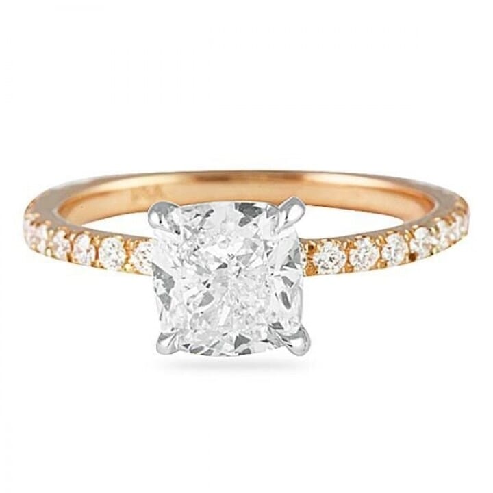 1.11 ct Cushion Cut Gold Engagement Ring