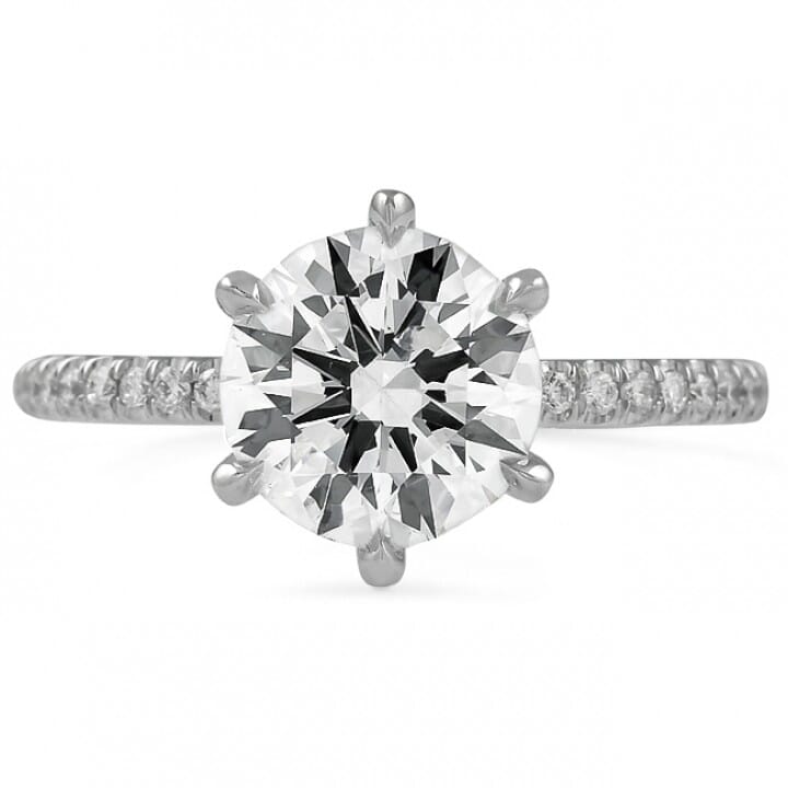 1.90 carat Round Diamond 6-Pave Prong Engagement Ring | Lauren B
