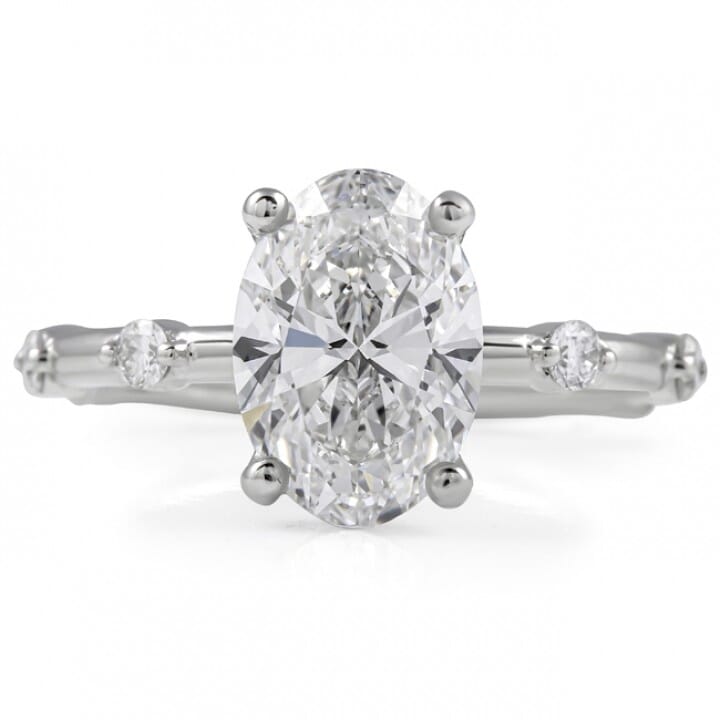 2 carat Oval Diamond Super Slim Engagement Ring flat