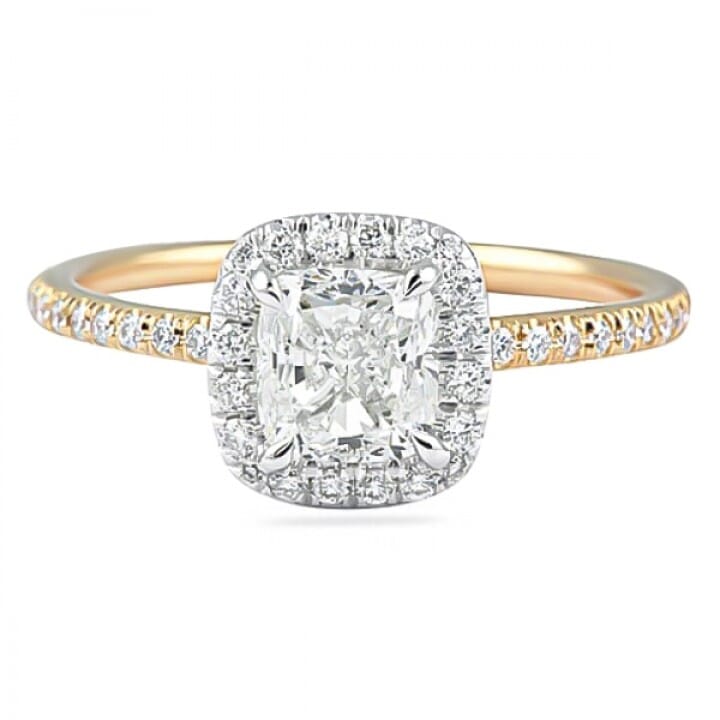 1.00 Carat Cushion Diamond Halo Engagement Ring wg