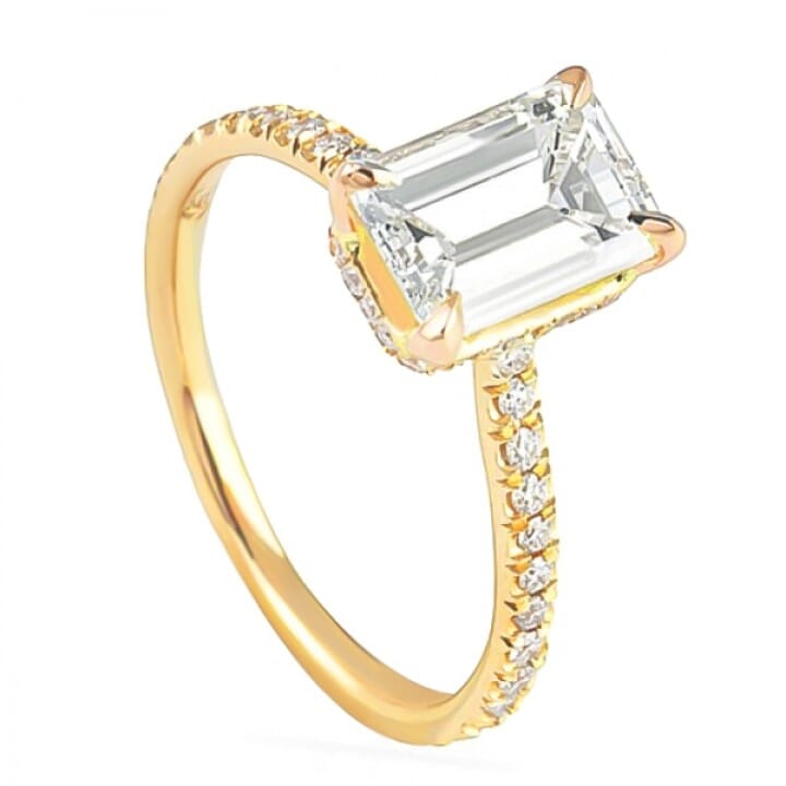 1.30 carat Emerald Cut Rose Gold Invisible Gallery™ Engagement Ring angle