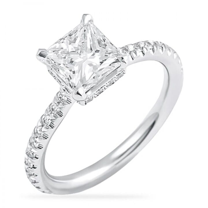 1.50 carat Princess Cut Diamond Invisible Gallery™ Engagement Ring angle
