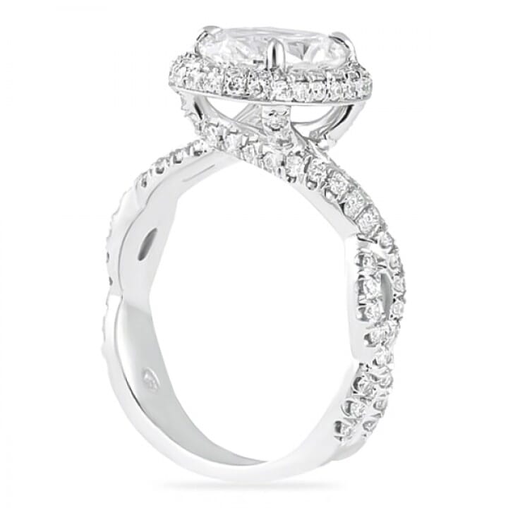 2.00 carat Oval Diamond Halo Engagement Ring flat