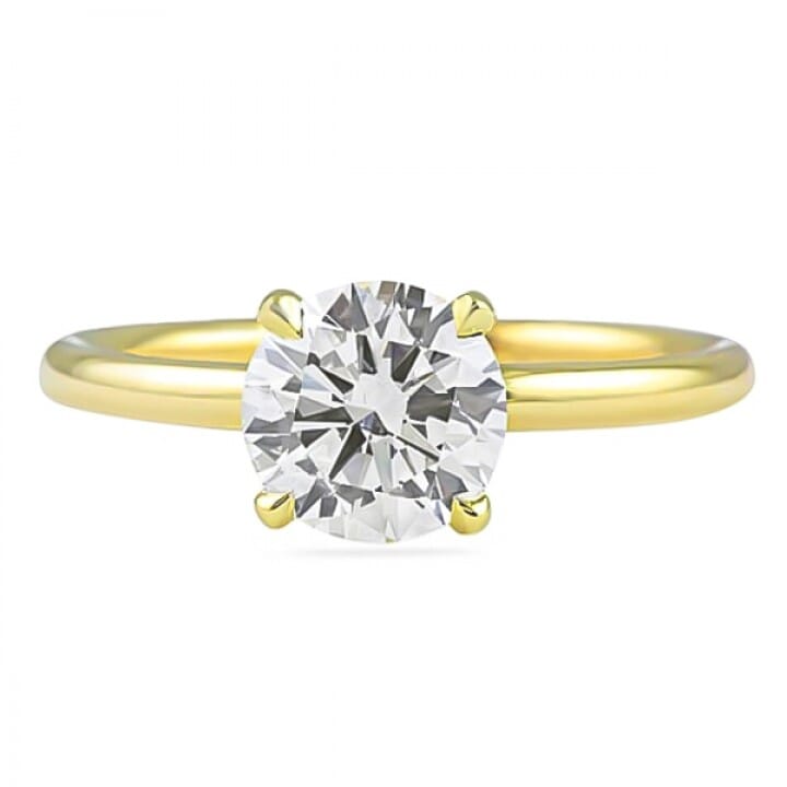 1.50 carat Round Diamond Yellow Gold Solitaire Engagement Ring flat