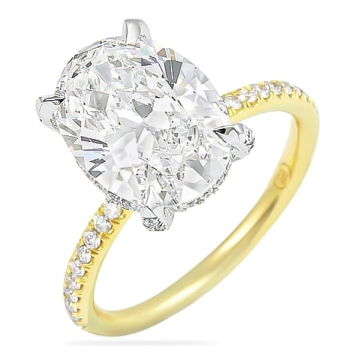 Trellis Basket Side Stone Engagement Ring with Round Cut Diamond in 14KT  White Gold | With Clarity