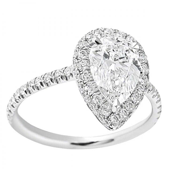 1.60ct Pear Shape Halo Engagement Ring top