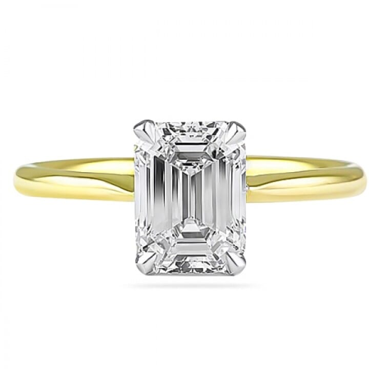 1.71ct Emerald Cut Two-Tone Engagement Ring flat