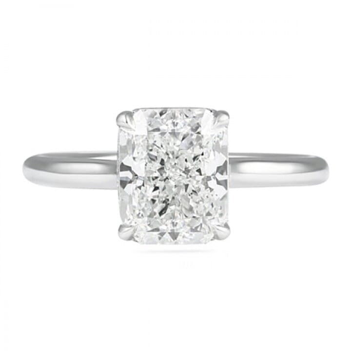 2.50ct Radiant Cut Diamond Invisible Gallery Engagement Ring flat