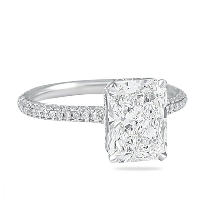2.50ct Radiant Cut Diamond Slim Three-Row Band Engagement Ring