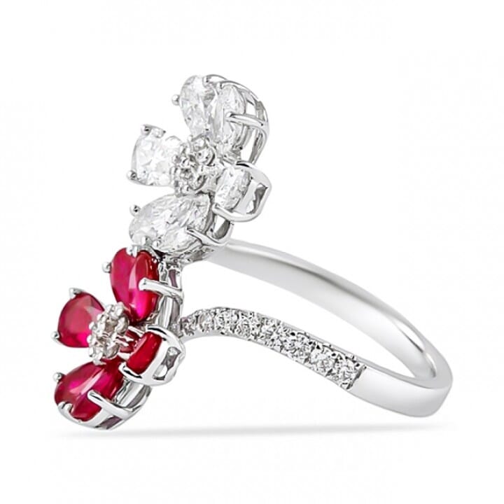 Ruby Diamond Flower Ring