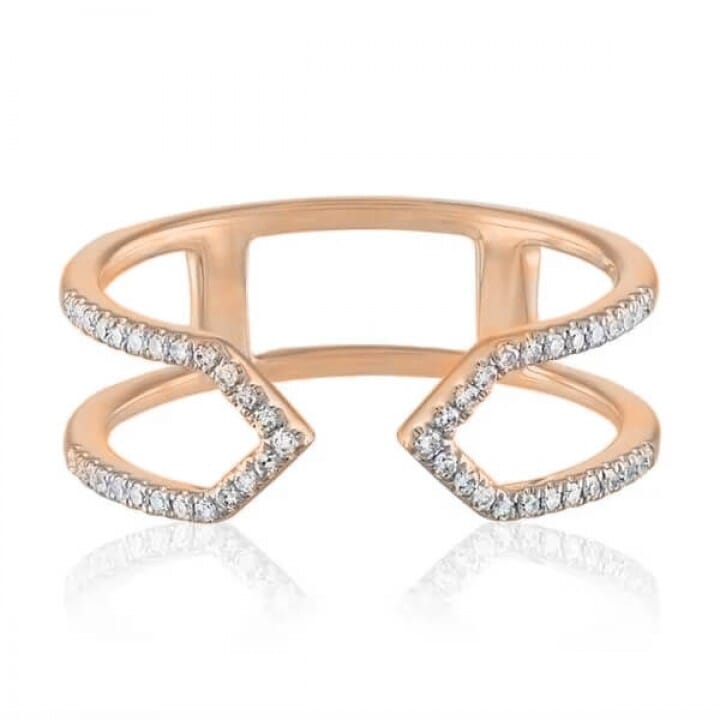 Geometric diamond Cuff Ring white gold