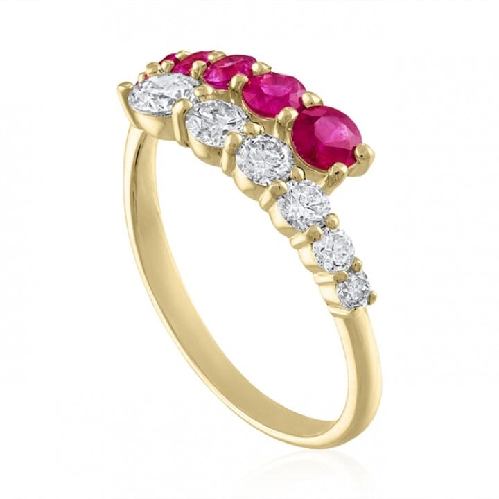 Graduated Diamond and Ruby Wrap Ring flat