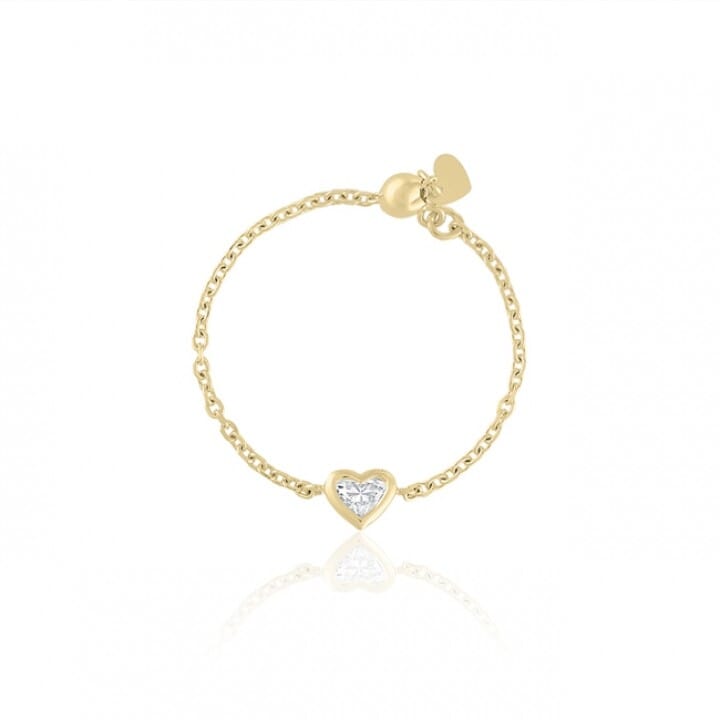 Adjustable Diamond Chain Ring Yellow Gold