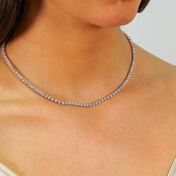 Lauren B Jewelry V-Shaped Diamond Tennis Necklace