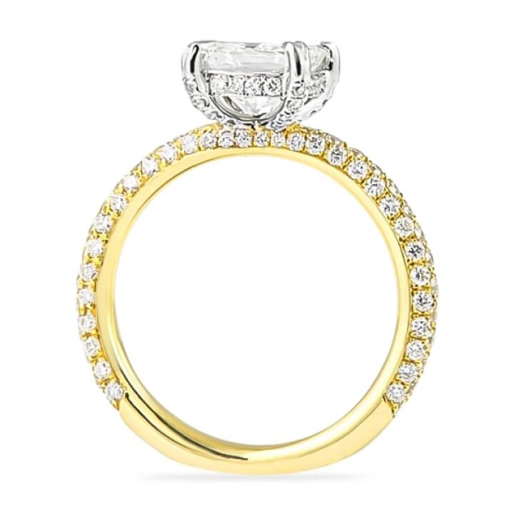 1.62 Carat Cushion Diamond Triple-Row Engagement Ring top