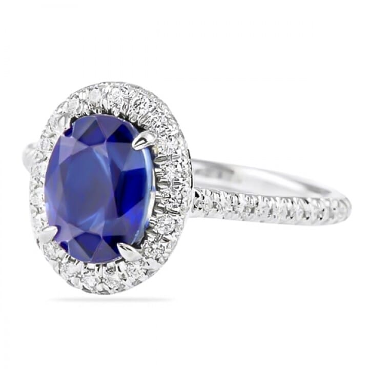 2.61ct Blue Sapphire White Gold Ring flat