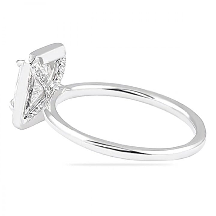 1.01 carat Radiant Cut White Gold Halo Engagement Ring angle