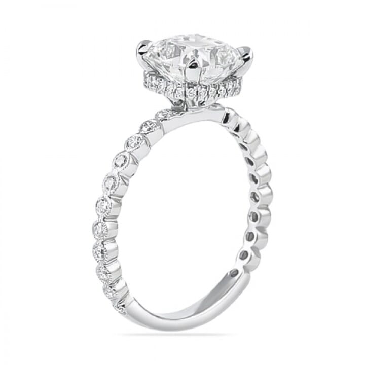 2.01ct Cushion Diamond Bezel Band Engagement Ring straight