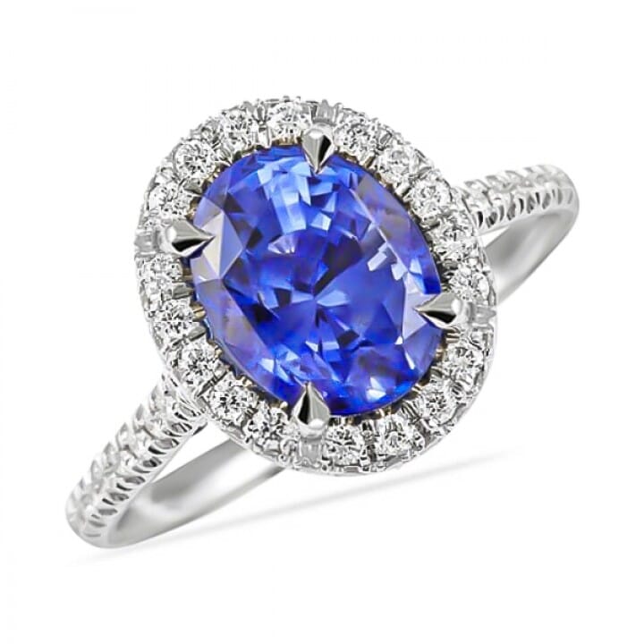 2.85ct Oval Sapphire Double-Edge Halo Engagement Ring angle