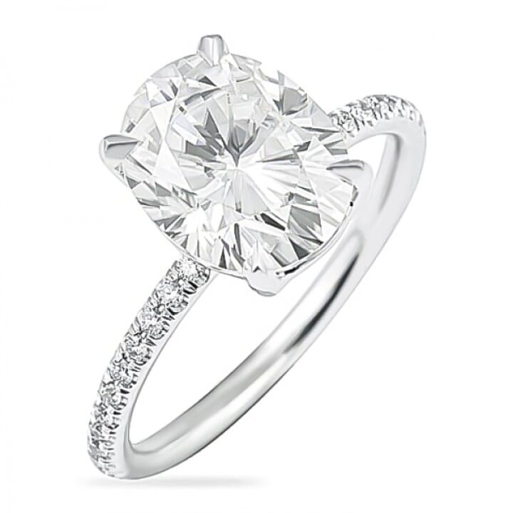 Oval Moissanite Pave Engagement Ring top