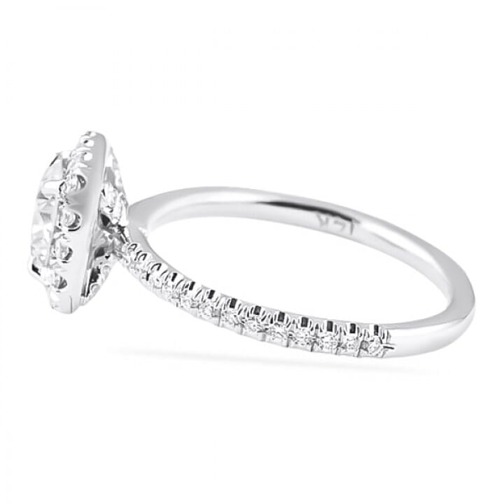 1.00 carat Round Diamond in Cushion Halo Engagement Ring flat