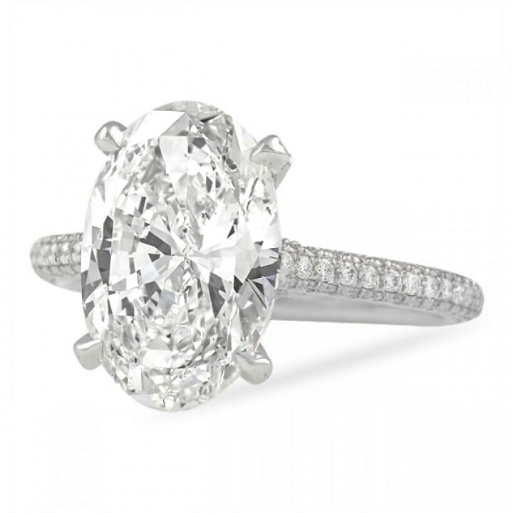 4.01 carat Oval Diamond Three-Row Engagement Ring flat