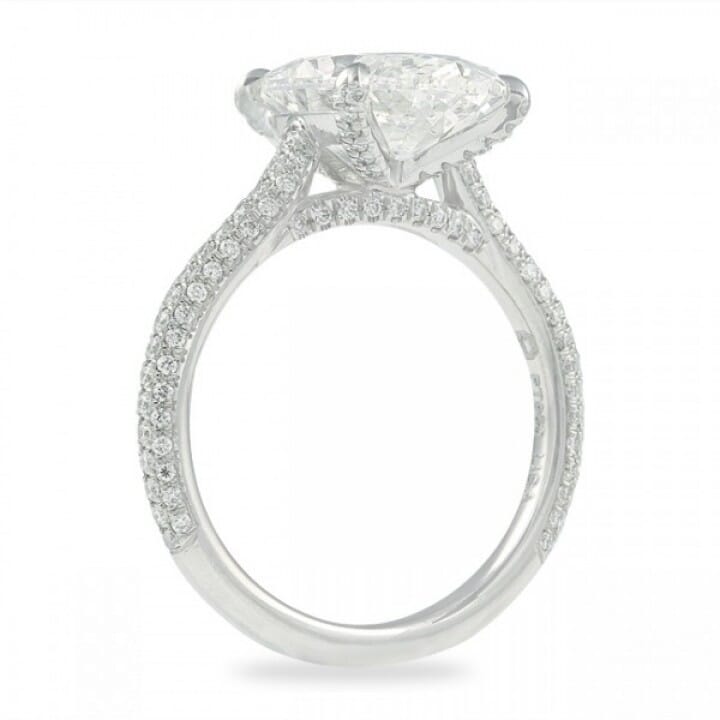 4.01 carat Oval Diamond Three-Row Engagement Ring flat