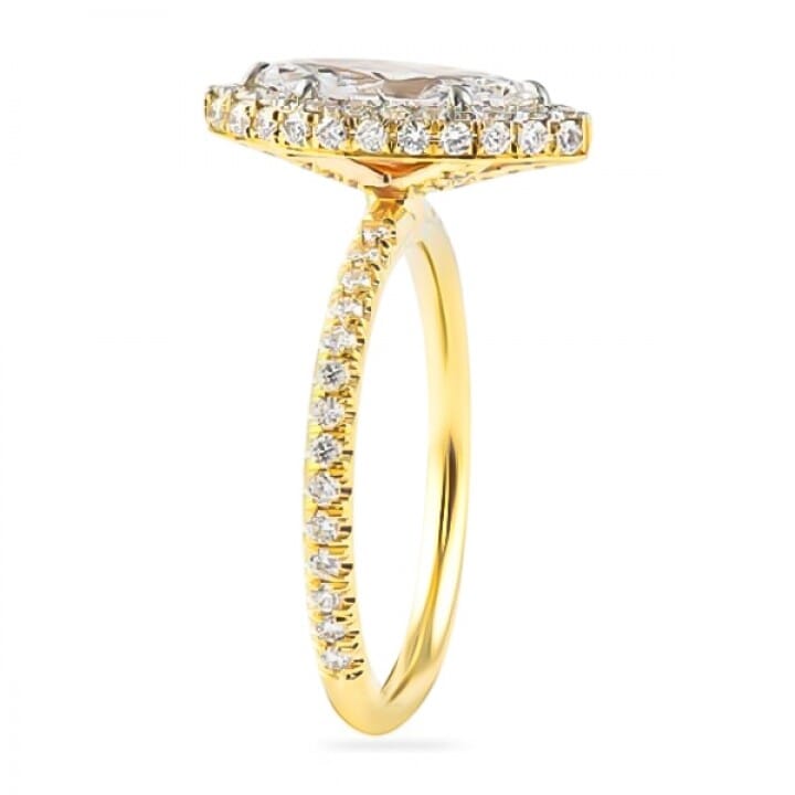 0.80ct Marquise Diamond Two-Tone Halo Engagement Ring top