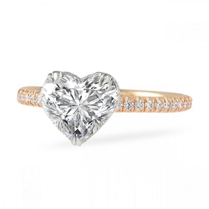 0.60 ctw Heart Diamond Bezel Open Cuff Ring - Raven Fine Jewelers