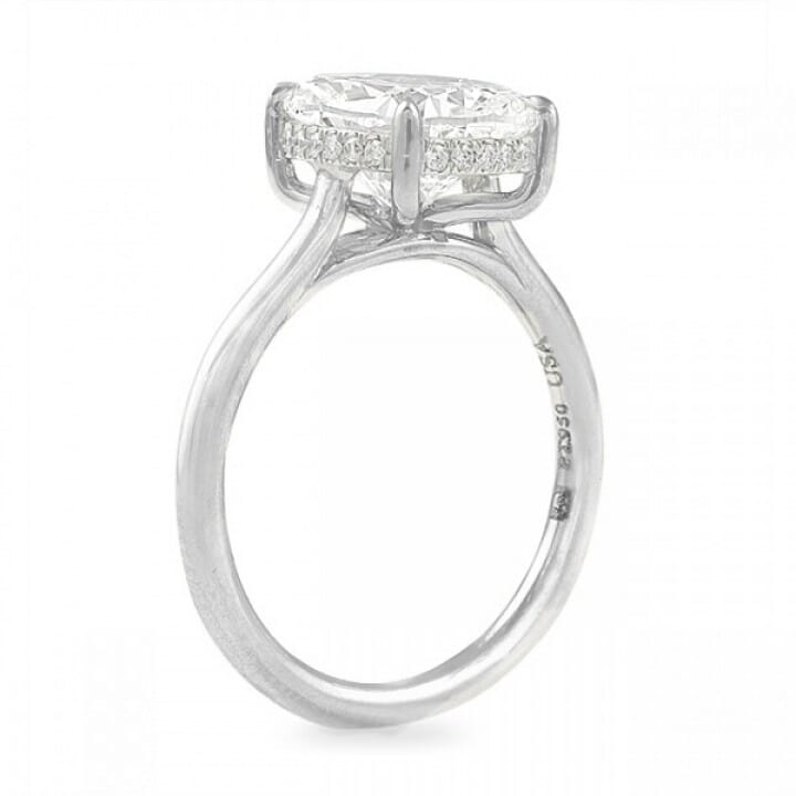 3.60 carat Cushion Cut Diamond Solitaire Engagement Ring flat