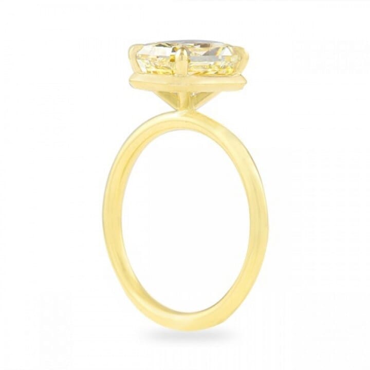 3.02ct Fancy Yellow Radiant Cut Diamond Solitaire Ring flat