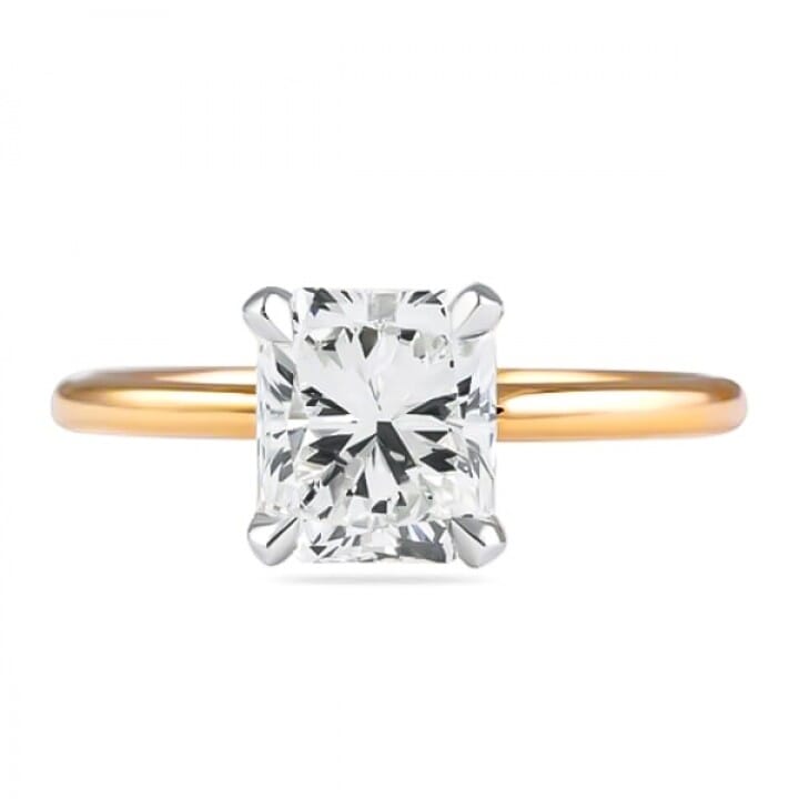 1.51ct Radiant Cut Two-Tone Solitaire Engagement Ring flat