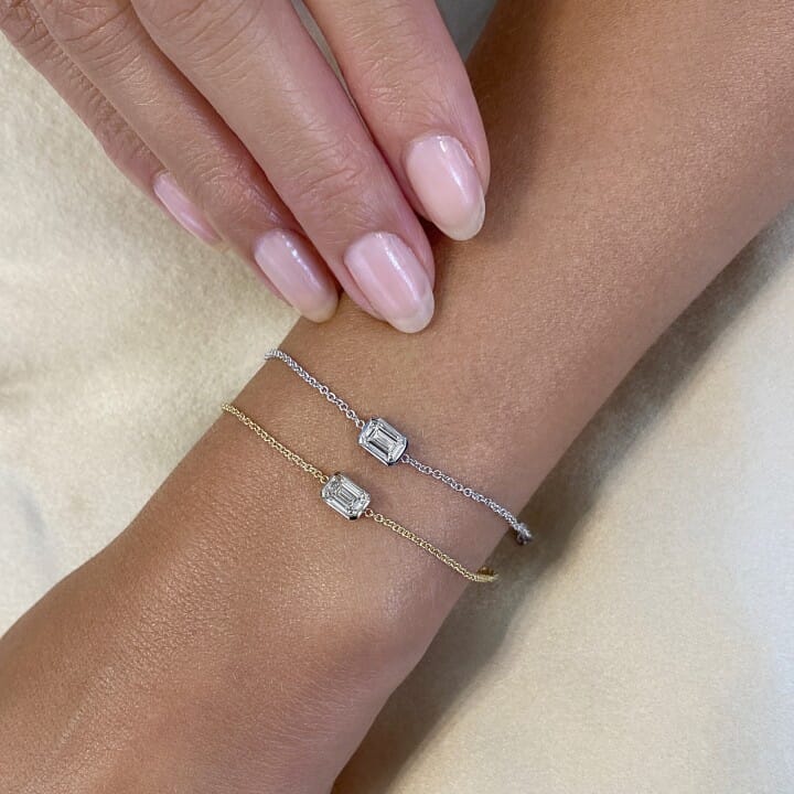 Bezel Set Lab Diamond Emerald Cut Bracelet yg