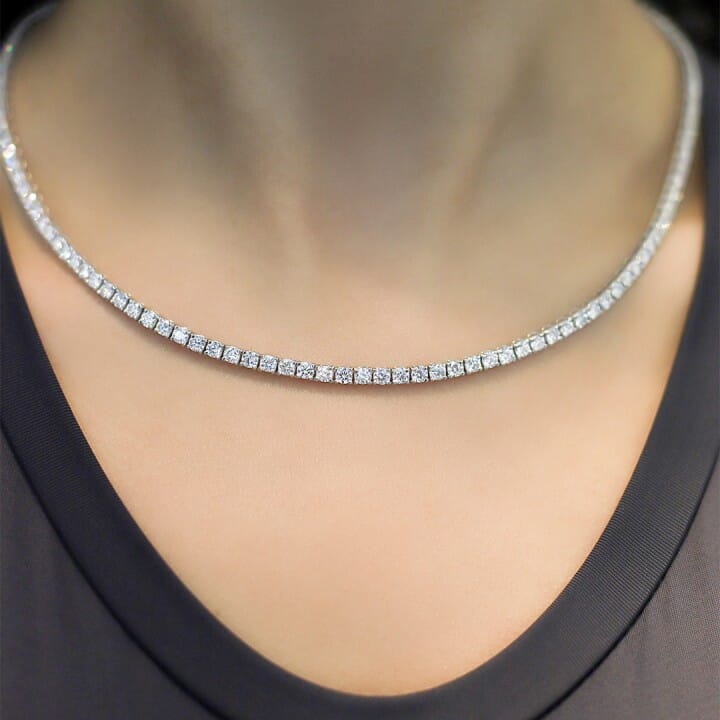 11.79 carat TW Lab Diamond Four Prong Tennis Necklace full