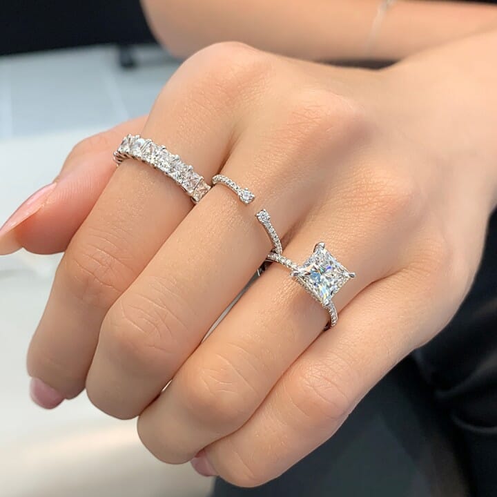 2.42 ct Princess Cut Lab Diamond Engagement Ring flat
