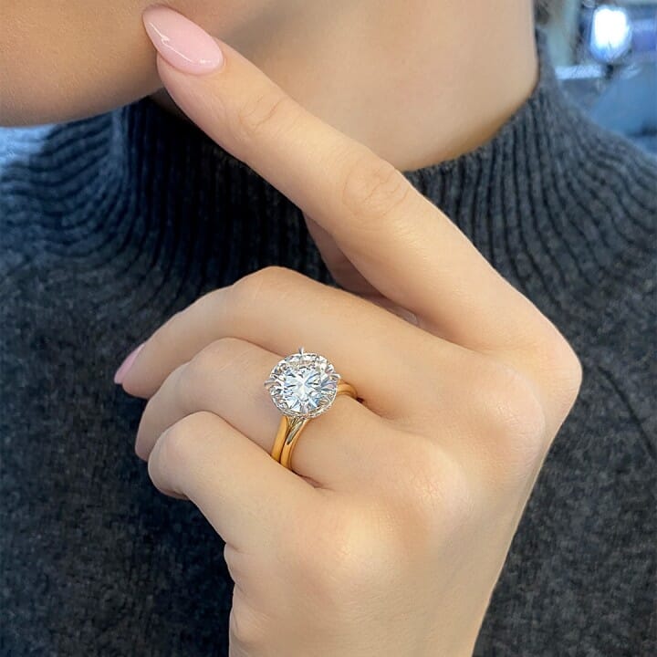 5.01 carat Round Cut Lab Diamond Solitaire Engagement Ring flat