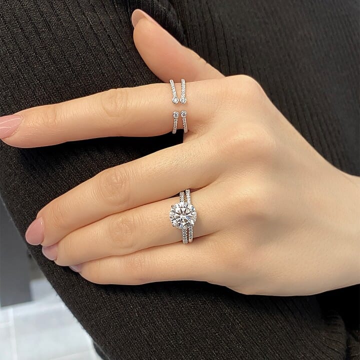 2.42 carat Round Lab Diamond Signature Wrap Engagement Ring flat