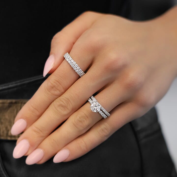 1.50 carat Round Diamond Four Prong Engagement Ring flat