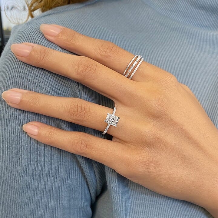 Cushion Diamond Wedding Ring 1.20 Ct Lab Grown 18k White Gold IGI GIA  Certified | eBay
