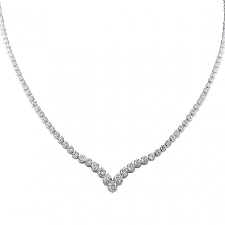 Lauren B Jewelry V-Shaped Diamond Tennis Necklace