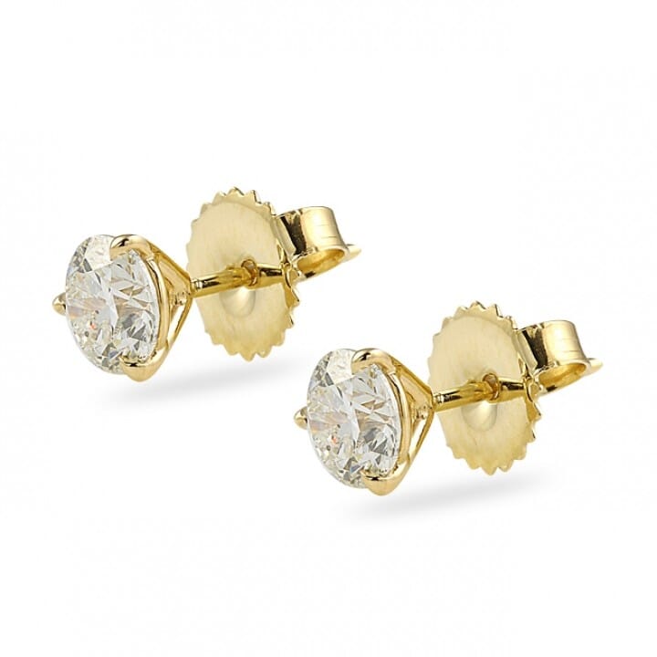 1.10 carat Diamond Stud Yellow Gold Earrings