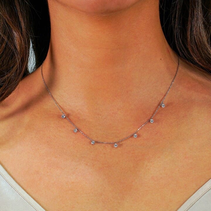 V-Shaped Diamond Tennis Necklace | White | by Lauren B Jewelry